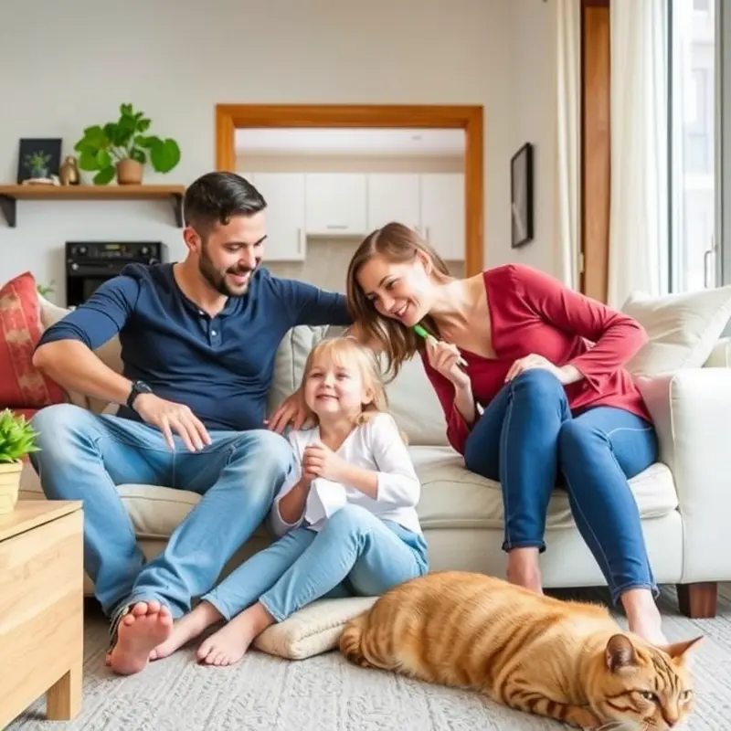 A cozy living space showcasing safe pest control products for families and pets.