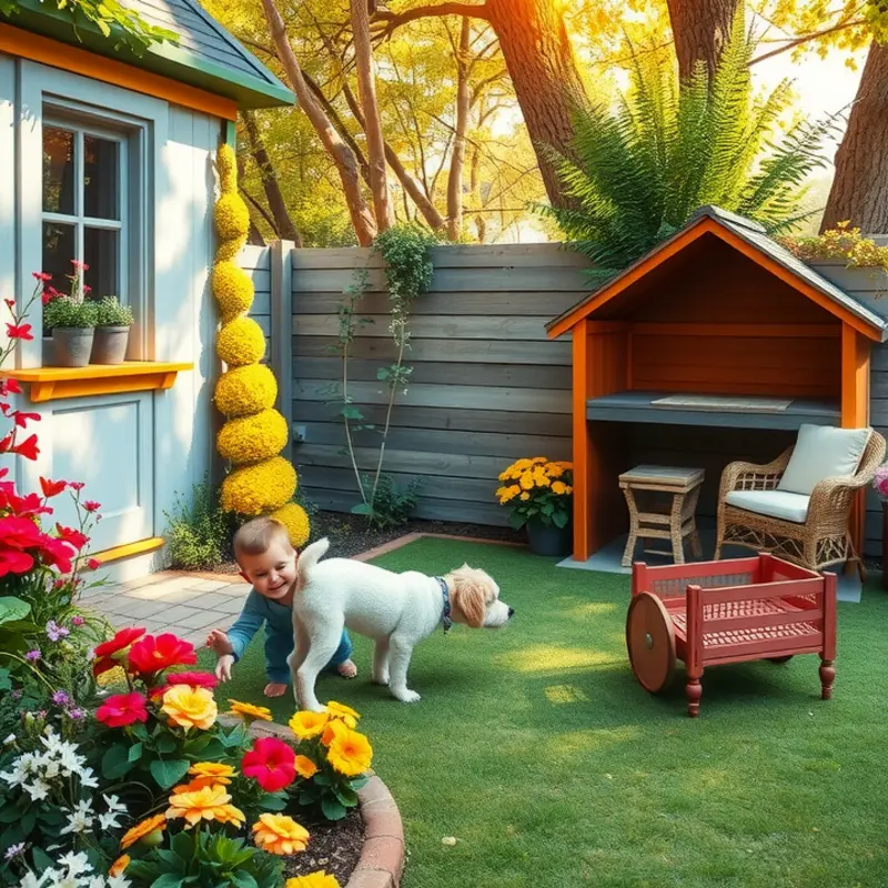 A harmonious garden space designed for children and pets.