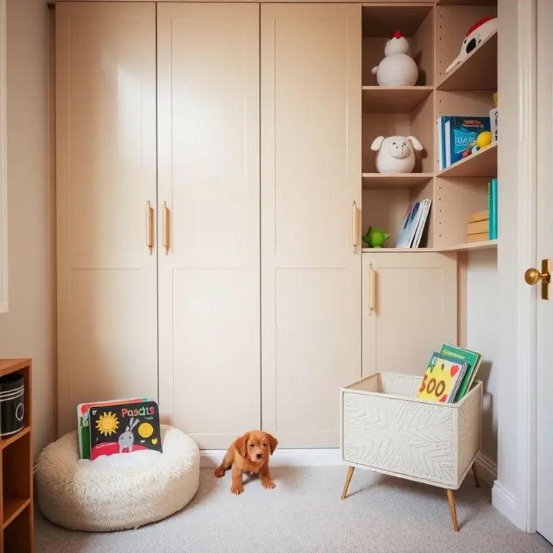 A cozy living room with essential baby-proofing measures in place.
