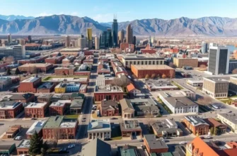 A scenic sunset view of Salt Lake City with mountains.