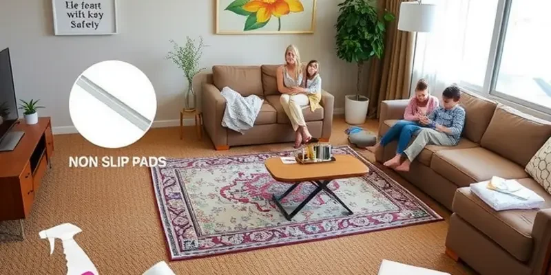 An inviting apartment with stylish carpets, emphasizing the significance of carpet safety and care.