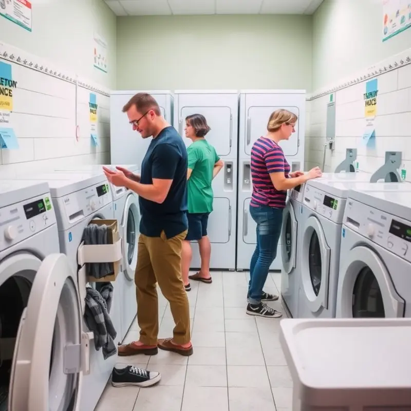 Renters making the best of shared laundry facilities.