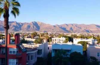 A welcoming terrace view from an apartment in Silver Lake, featuring lush surroundings and a skyline backdrop.