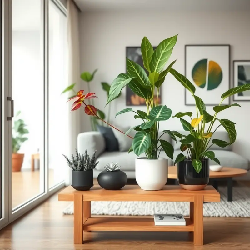 A beautifully crafted wooden plant stand displaying lush greenery.