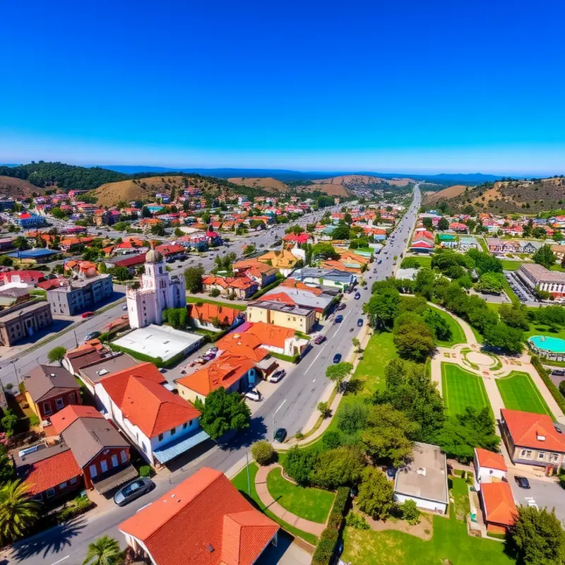 Aerial view of San Luis Obispo highlighting its varied neighborhoods.