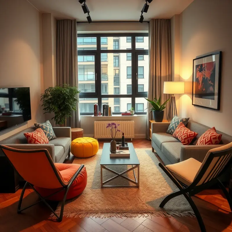 Cozy seating options for your apartment gathering.