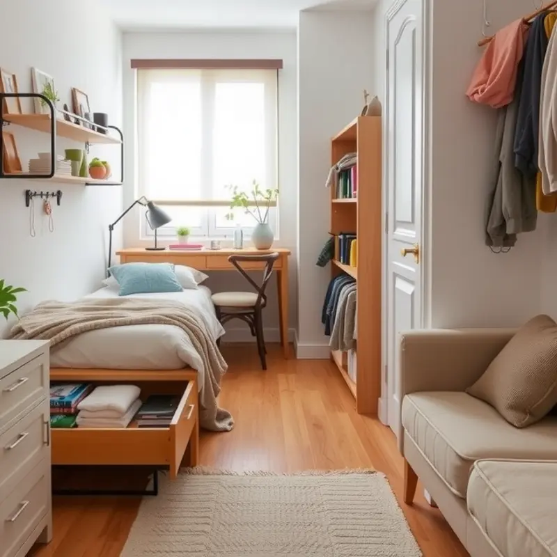 Innovative storage solutions in a small apartment.