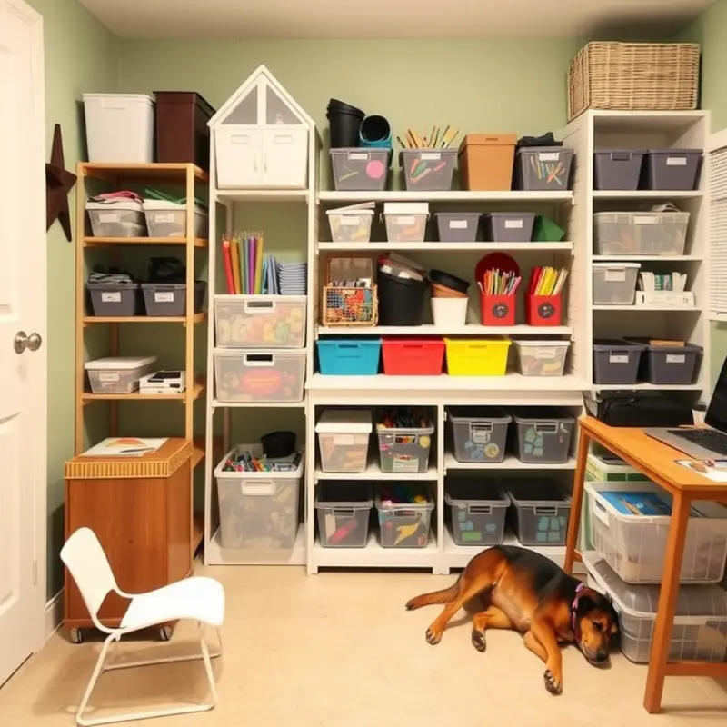 A safe and colorful craft area designed for kids in an apartment.