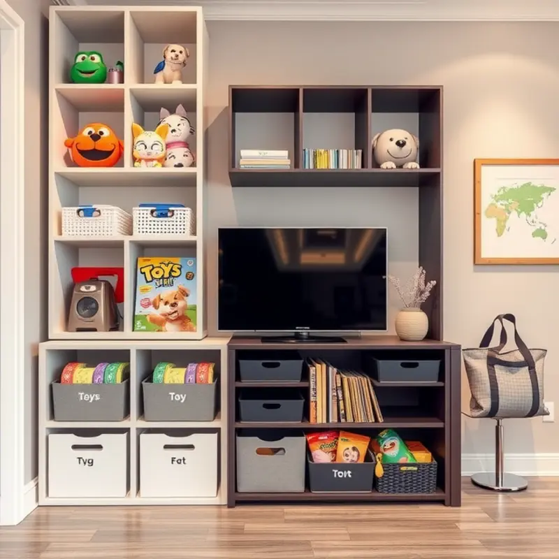 A family discusses storage strategies in their organized and child-safe apartment.