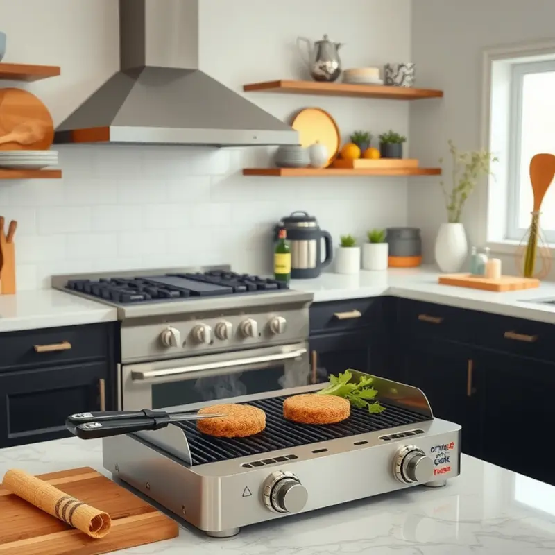 A portable electric grill on an apartment balcony offers a safe cooking option.