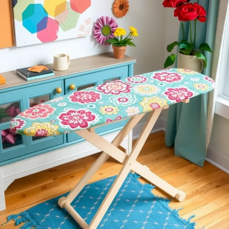 Repurposed ironing board that adds character to your rental space.