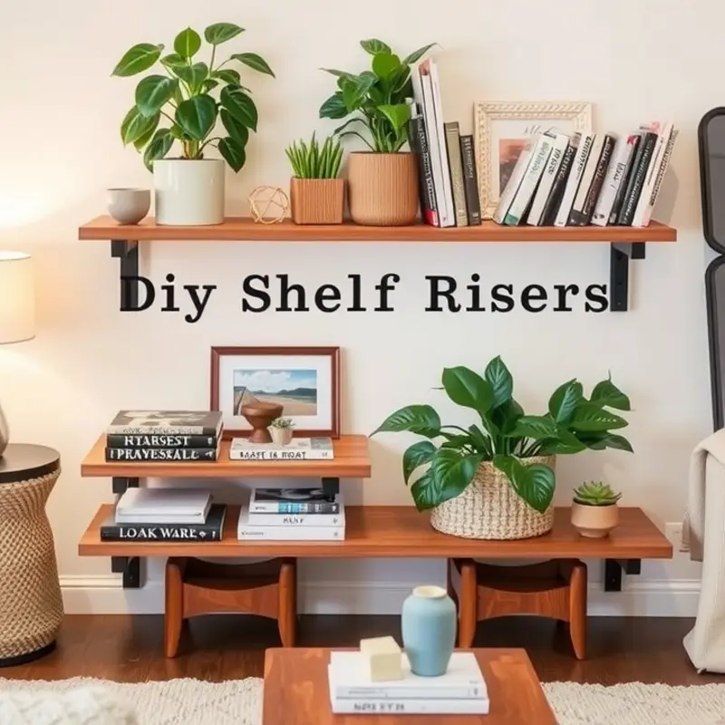 A workspace full of materials ready to create beautiful DIY shelf risers.