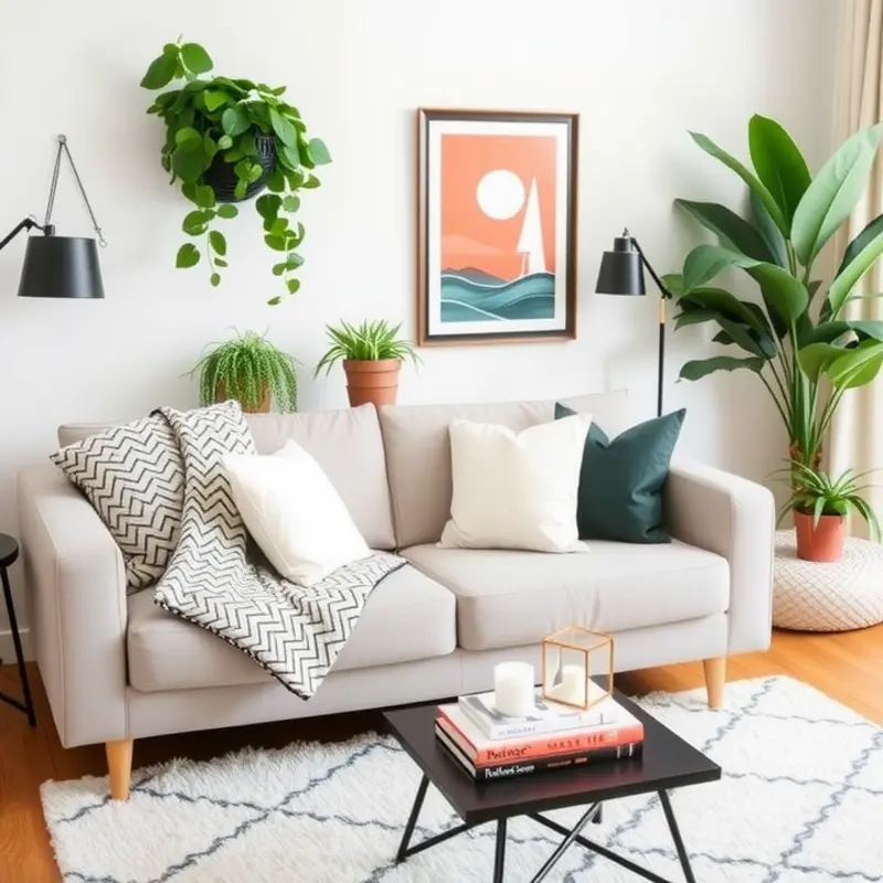 A cozy living room showcasing smart decor that enhances rental appeal.