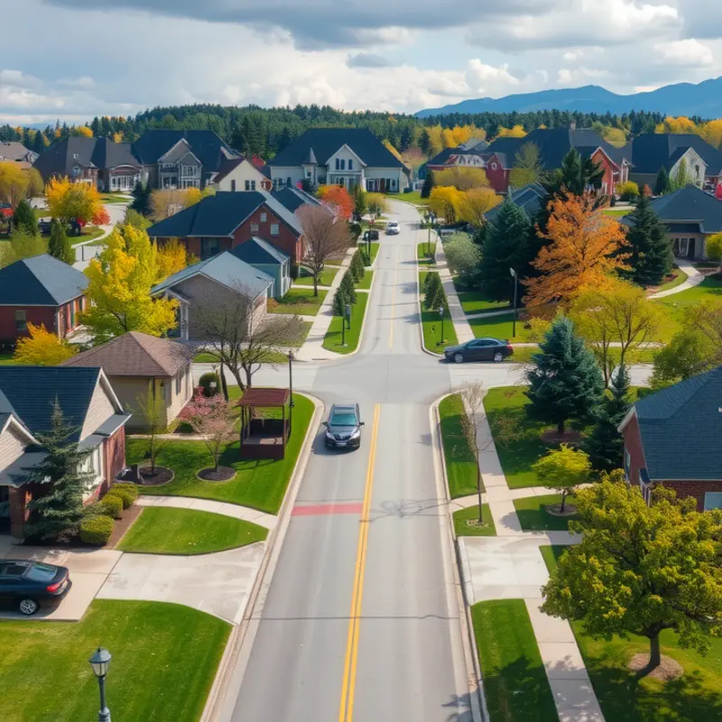 A lively urban street highlighting essential amenities for young renters.