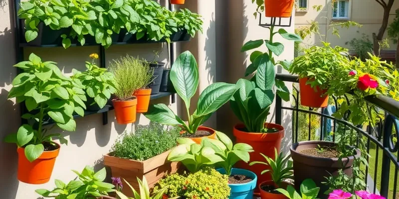 A modern apartment interior featuring sustainable decor, plants, and upcycled furniture, creating a cozy vibe.