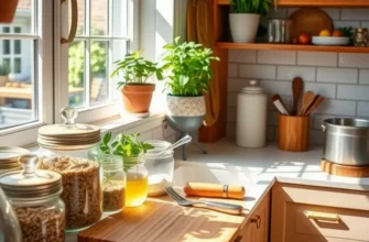 A cozy apartment with greenery, bright light, and eco-friendly elements.