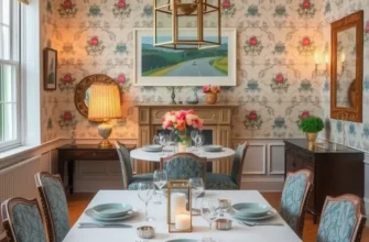 A colorful collage of rooms decorated with trendy temporary wallpaper designs.