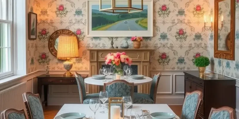 A colorful collage of rooms decorated with trendy temporary wallpaper designs.