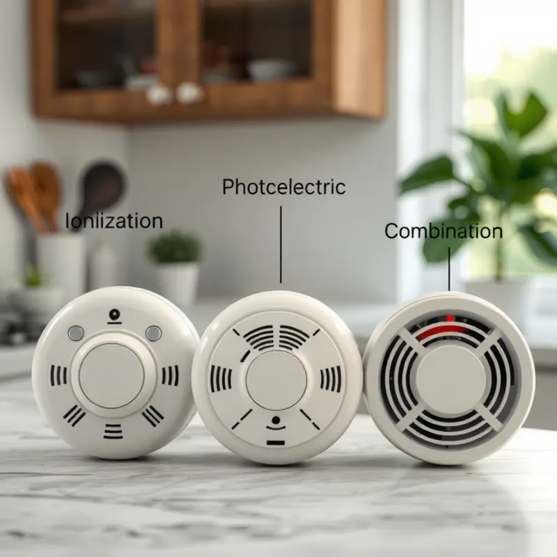 Different types of smoke alarms displayed for renters.