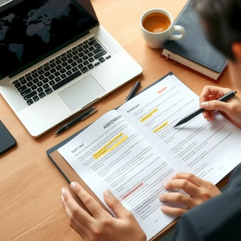 Young professional reviewing the key terms of a lease agreement.