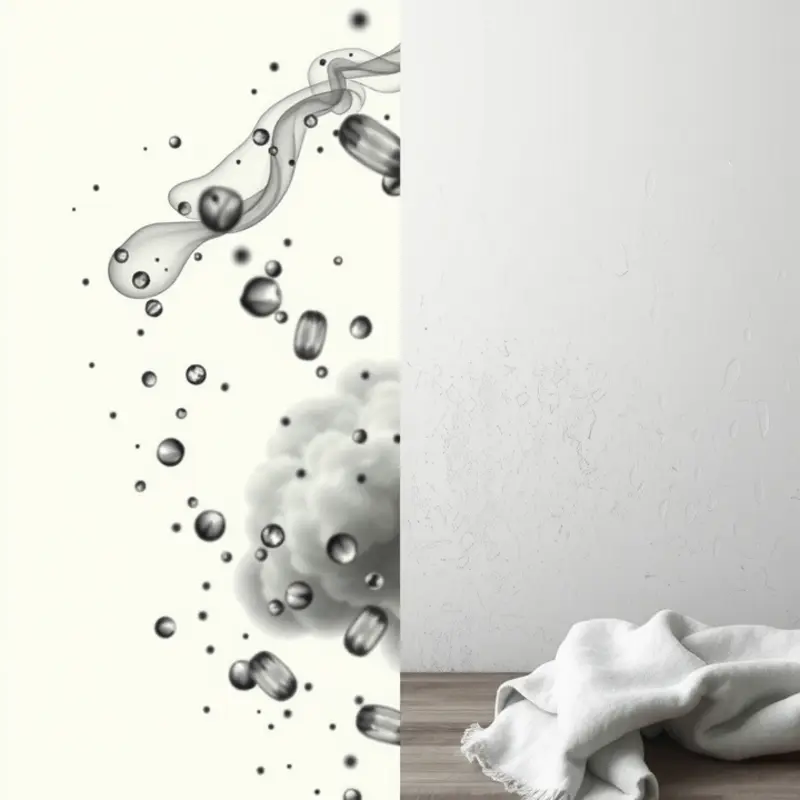 Illustration of smoke particles and their tendency to settle on surfaces.