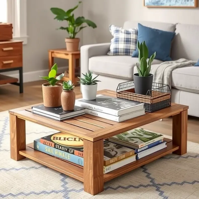 A stylish upcycled wooden crate coffee table that adds charm to any living space.