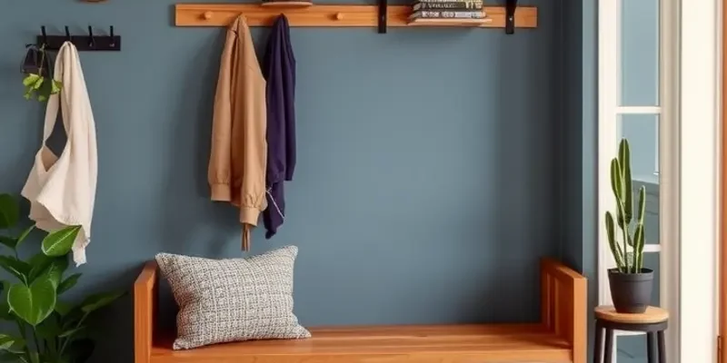 A vibrant entryway that blends functional storage and colorful decor.