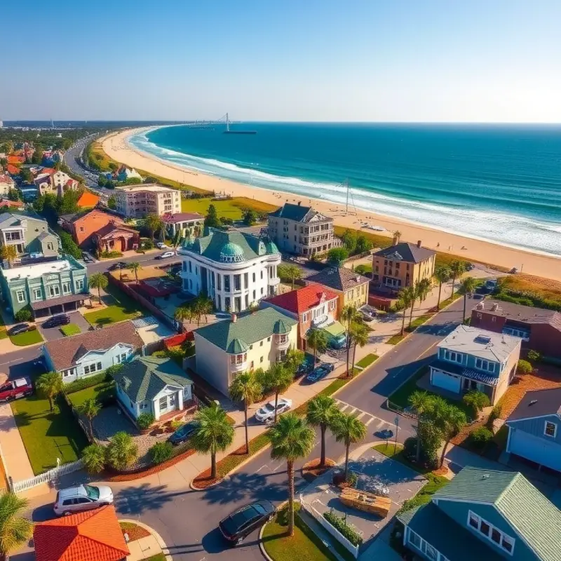 Panoramic view of residential life near the beach in Virginia Beach.