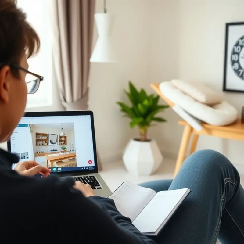 Couple using digital resources for apartment hunting.