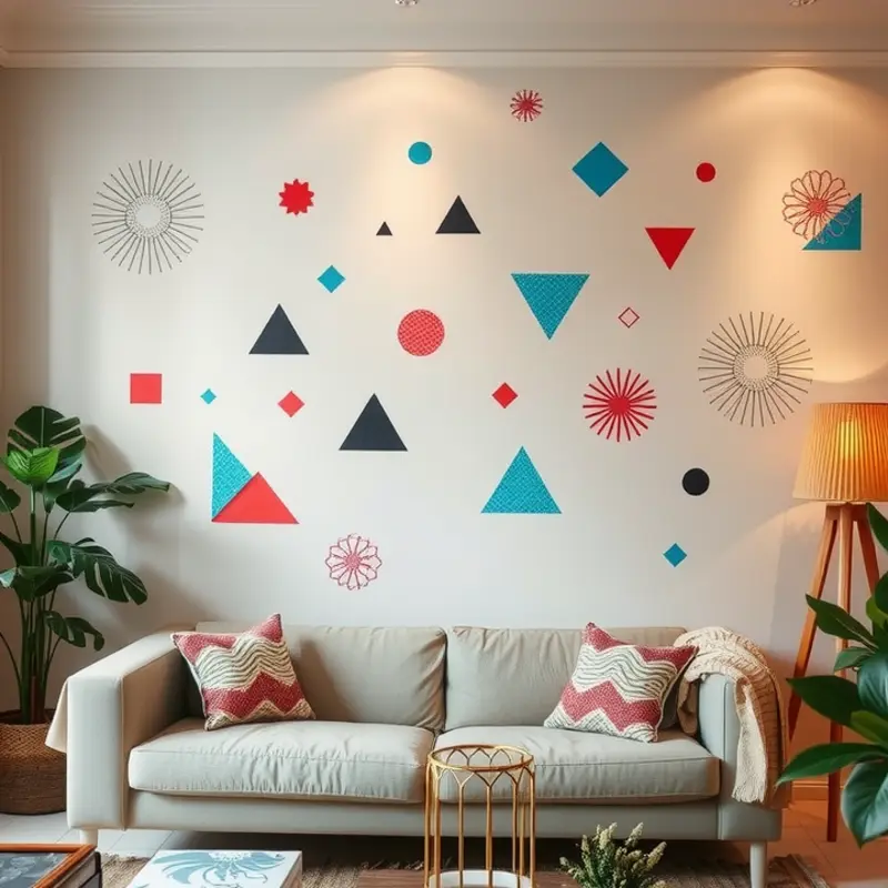 Washi tape geometric patterns enhance a cozy living space.