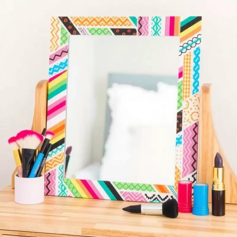 A chic DIY makeup mirror framed with elegant vintage frames, perfect for any rental.