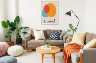 Bright apartment door with a welcome mat and decorative elements