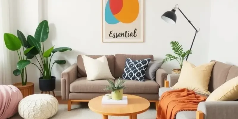 Bright apartment door with a welcome mat and decorative elements