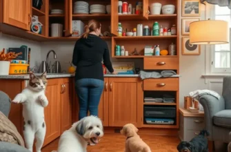 A welcoming apartment where a family is playing with their pets in a cozy, safe living room.