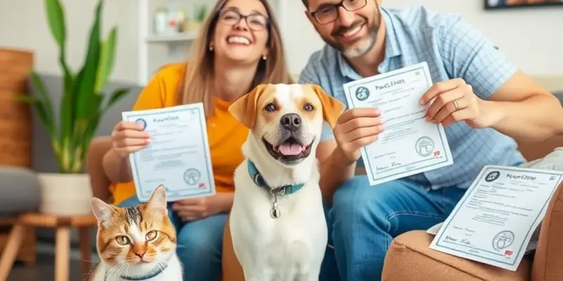 A beautifully arranged apartment interior with pet beds and vaccination reminders, embodying a pet-friendly atmosphere.