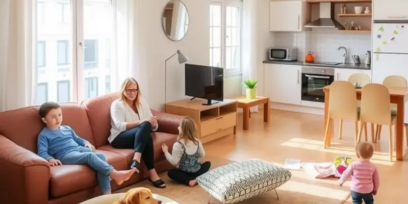 A family-friendly apartment that welcomes both children and foster pets, filled with love and joy.