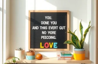 A living room decorated with multiple DIY letter boards exhibiting creative quotes and designs.