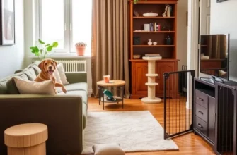A bright and inviting apartment with pets, showcasing safety, comfort, and a joyful atmosphere.