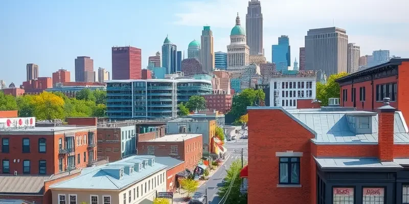 People enjoying a sunny day in a Philadelphia neighborhood, highlighting community and diversity.