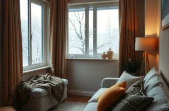 A winter apartment complex with snow-covered surrounding and glowing lights, presenting a safe atmosphere.