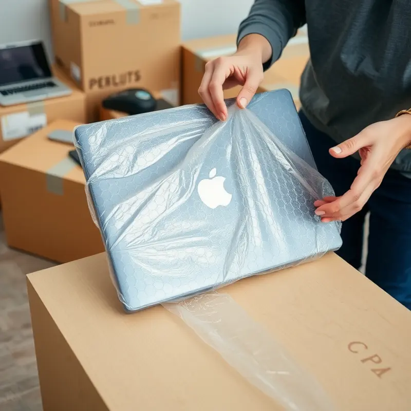 A well-organized packing station ready to protect fragile electronics.