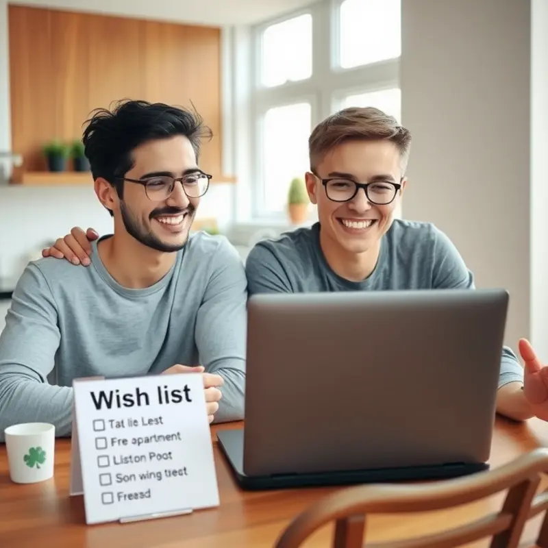 A couple tackling their apartment hunting journey with enthusiasm.