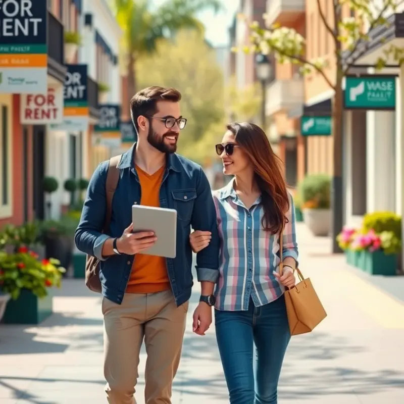 Sunshine and ‘For Rent’ signs create the perfect backdrop for apartment hunting.