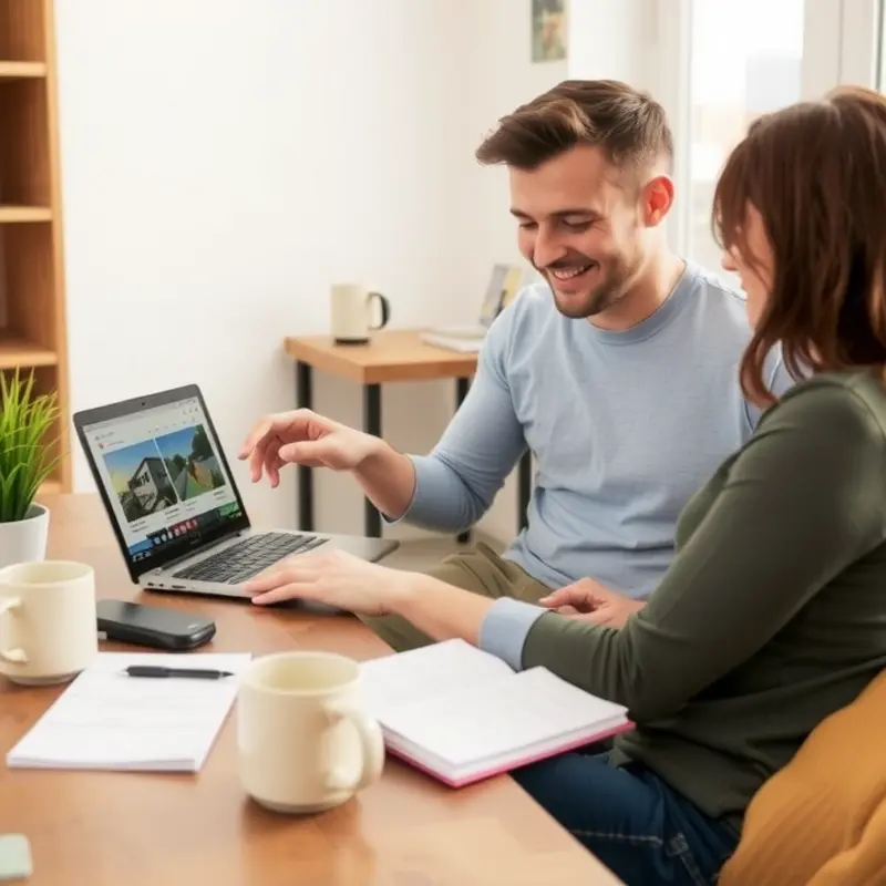 A couple excitedly searching for their ideal rental.