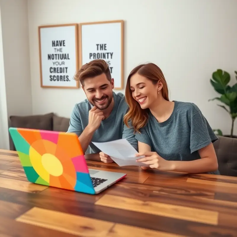 Couple exploring their credit options together.
