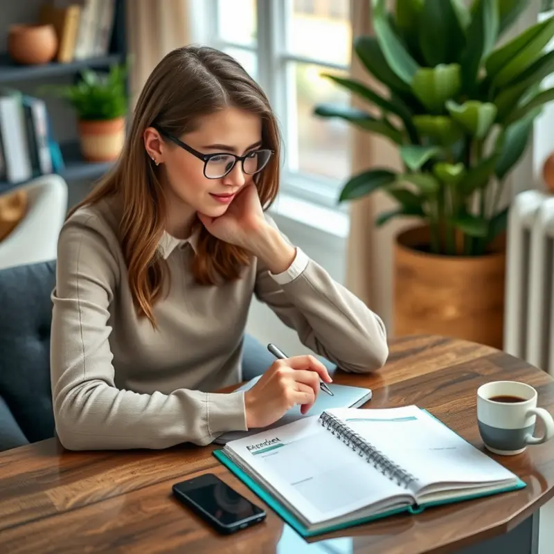 A young professional focused on budgeting.