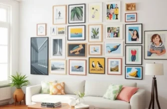 A cozy apartment filled with artistic displays and personalized decor, showcasing creativity.