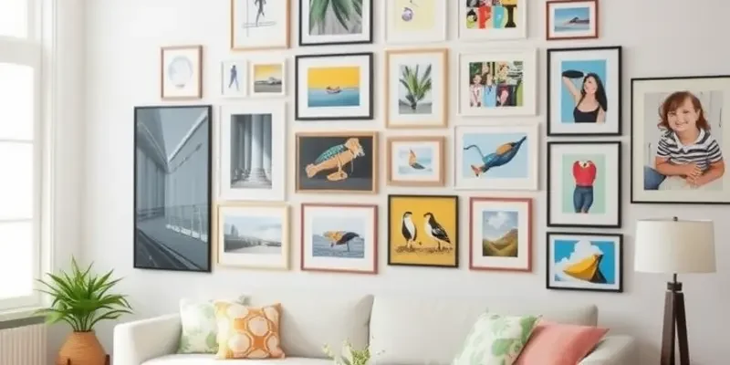 A cozy apartment filled with artistic displays and personalized decor, showcasing creativity.