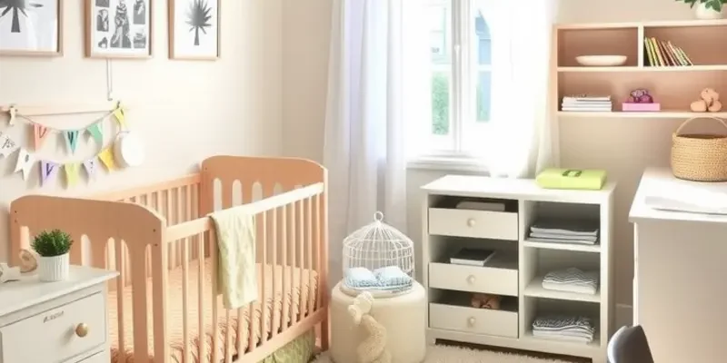 An inviting apartment nursery with essential gear and decor arranged harmoniously.