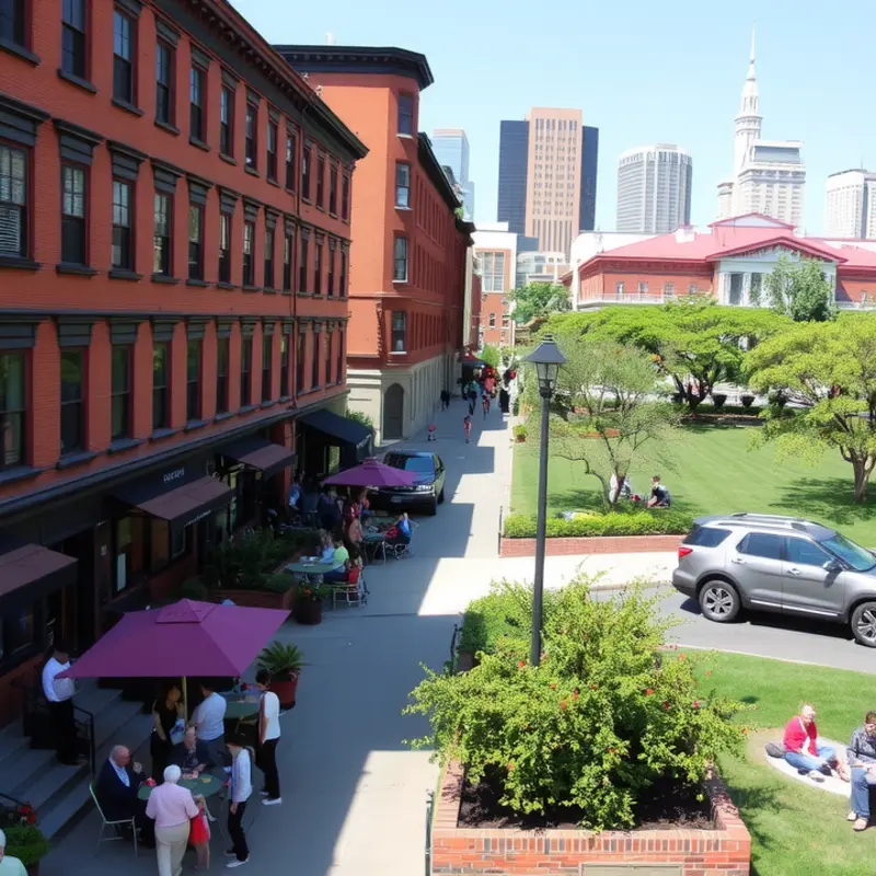 A vibrant representation of Boston’s South End, blending historic charm with contemporary culture.